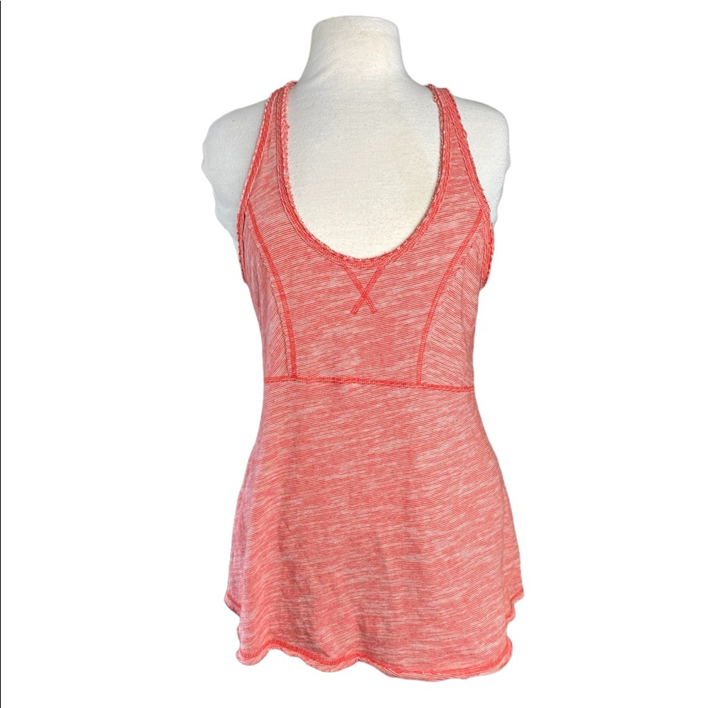 Free people tank, orange, raw edges, serge stitching, exposed back zipper Large